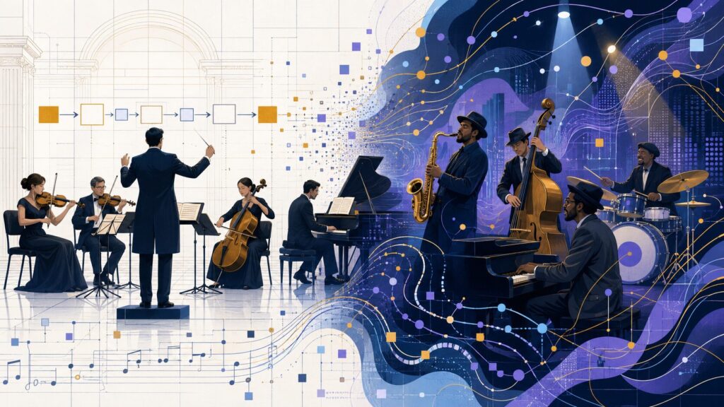 From classical to jazz: The new sound of enterprise systems in the AI era